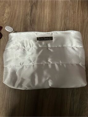 Rare beauty White Satin Cosmetic Pouch wedding edition.